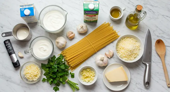 Ingredients for Creamy Garlic Pasta