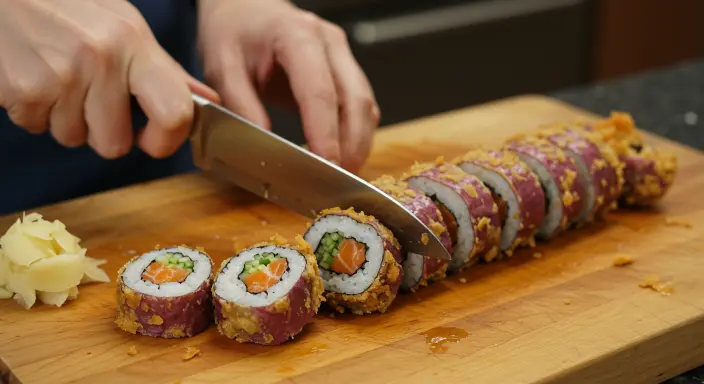 Serving the Sweet Potato Tempura Roll